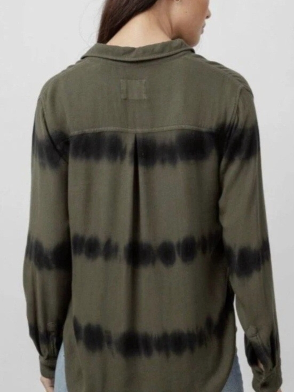 RAILS Olive Black Waves Tie Dye Rayon Button Down Shirt, Small - Picture 2 of 6